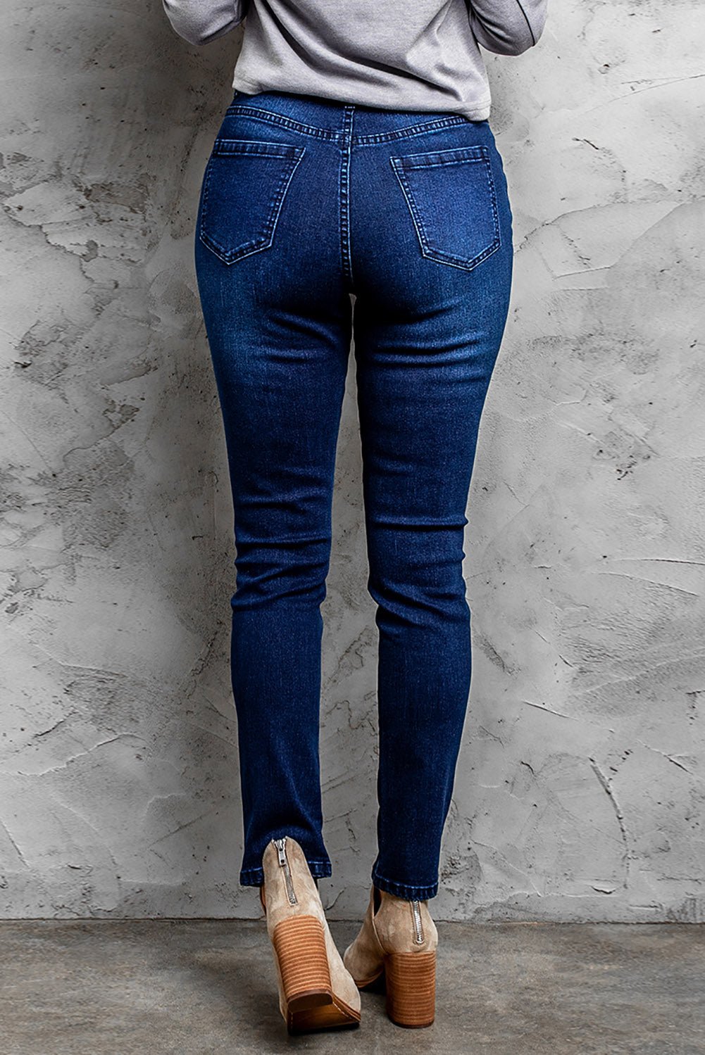 Mid-Rise Waist Distressed Skinny Jeans - BloomBliss.com