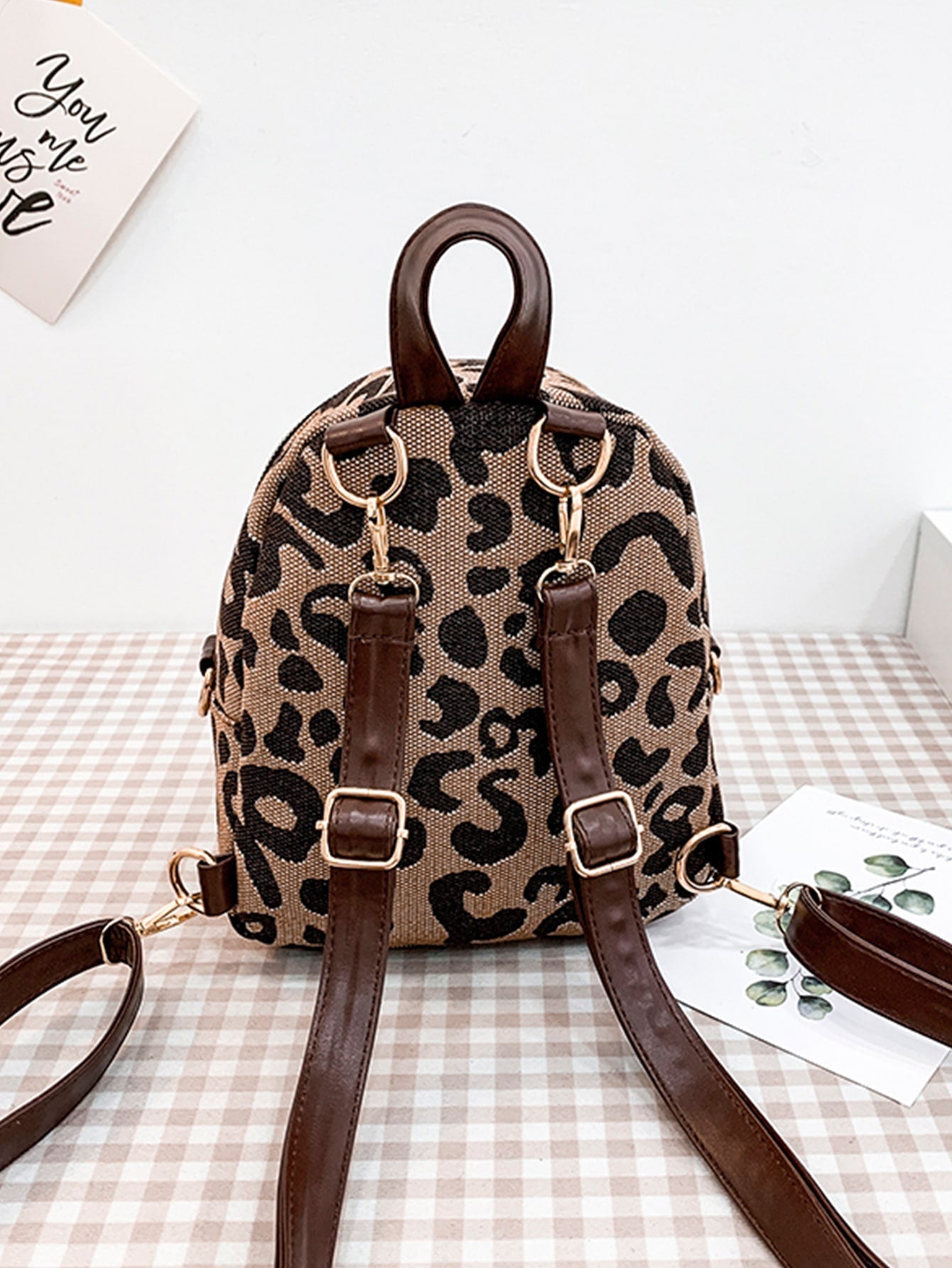Mini Leopard Print Double Zipper Backpack - BloomBliss.com