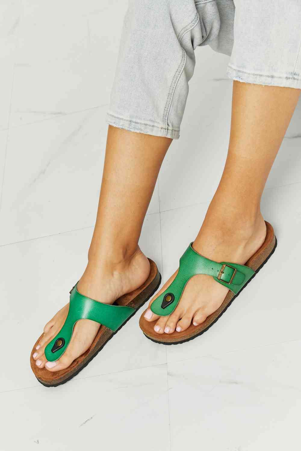 MMShoes Drift Away T-Strap Flip-Flop in Green - BloomBliss.com