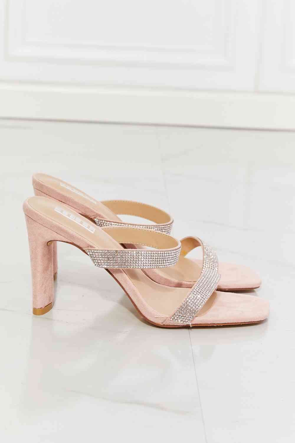 MMShoes Leave A Little Sparkle Rhinestone Block Heel Sandal in Pink - BloomBliss.com