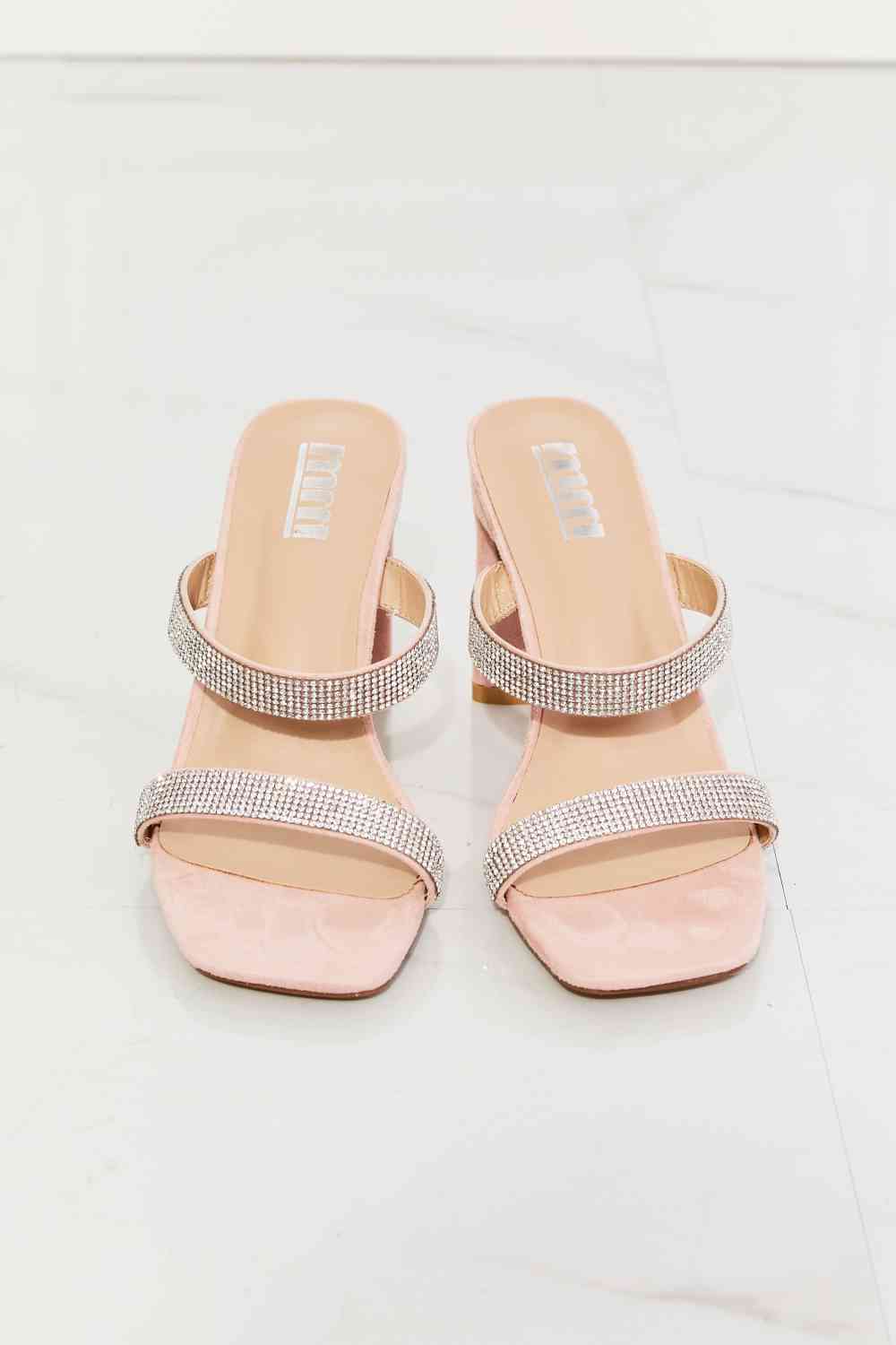 MMShoes Leave A Little Sparkle Rhinestone Block Heel Sandal in Pink - BloomBliss.com