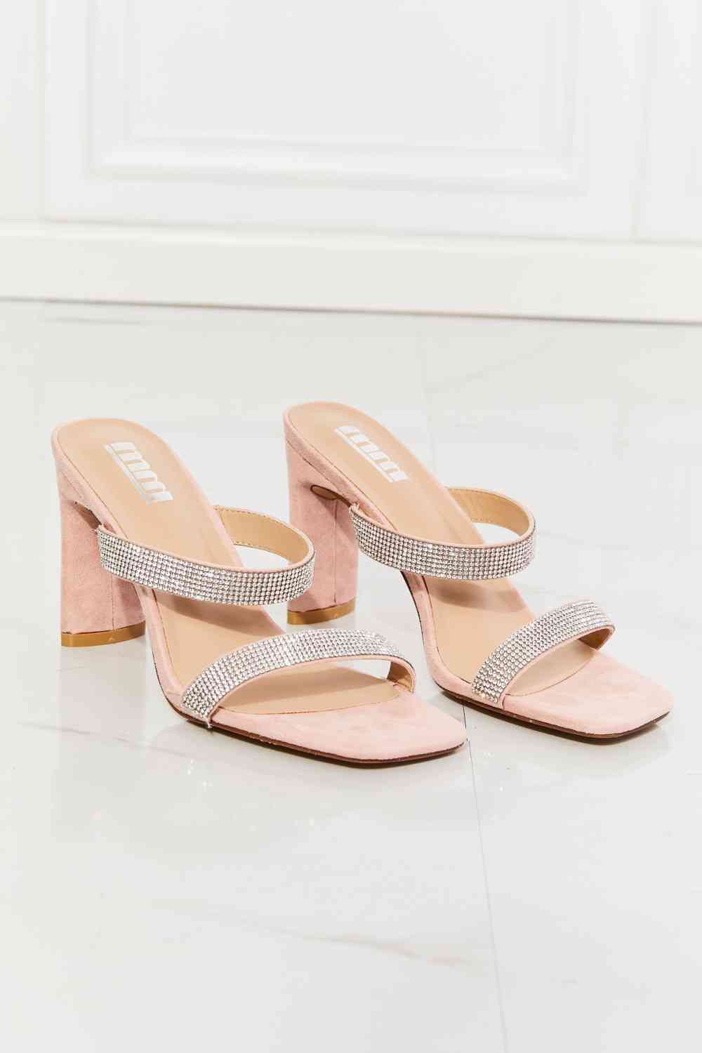 MMShoes Leave A Little Sparkle Rhinestone Block Heel Sandal in Pink - BloomBliss.com