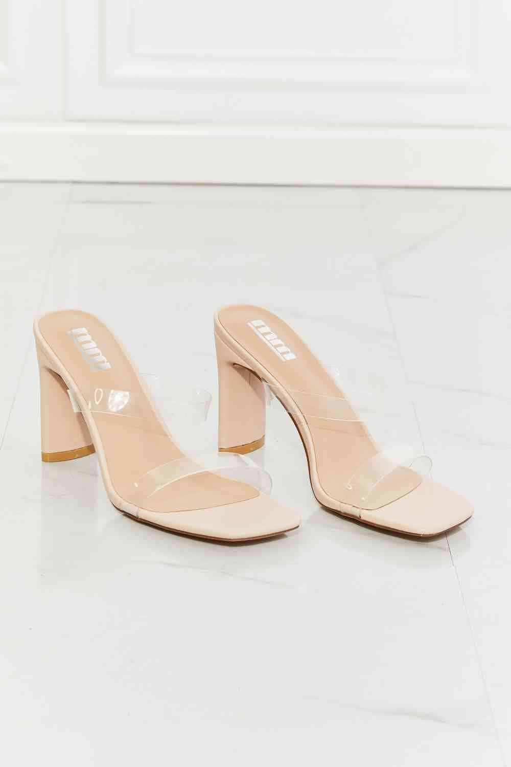 MMShoes Walking On Air Transparent Double Band Heeled Sandal - BloomBliss.com
