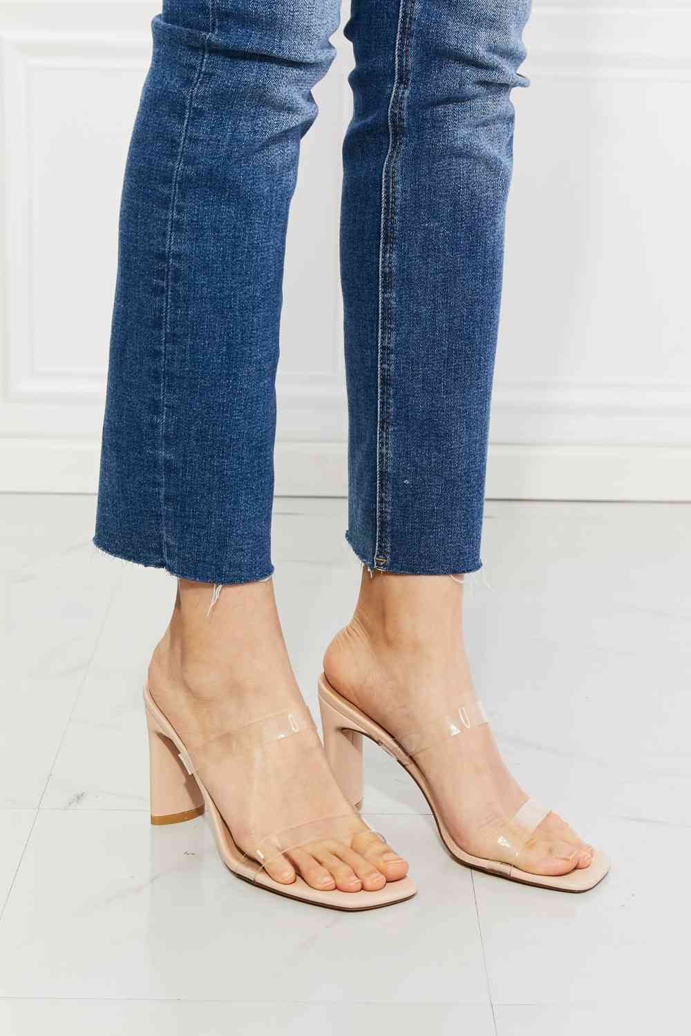 MMShoes Walking On Air Transparent Double Band Heeled Sandal - BloomBliss.com