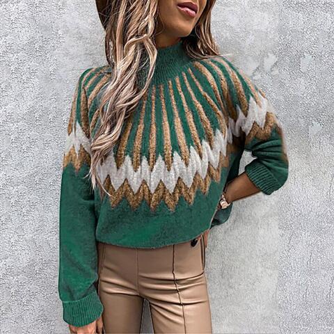 Mock Neck Long Sleeve Sweater - BloomBliss.com