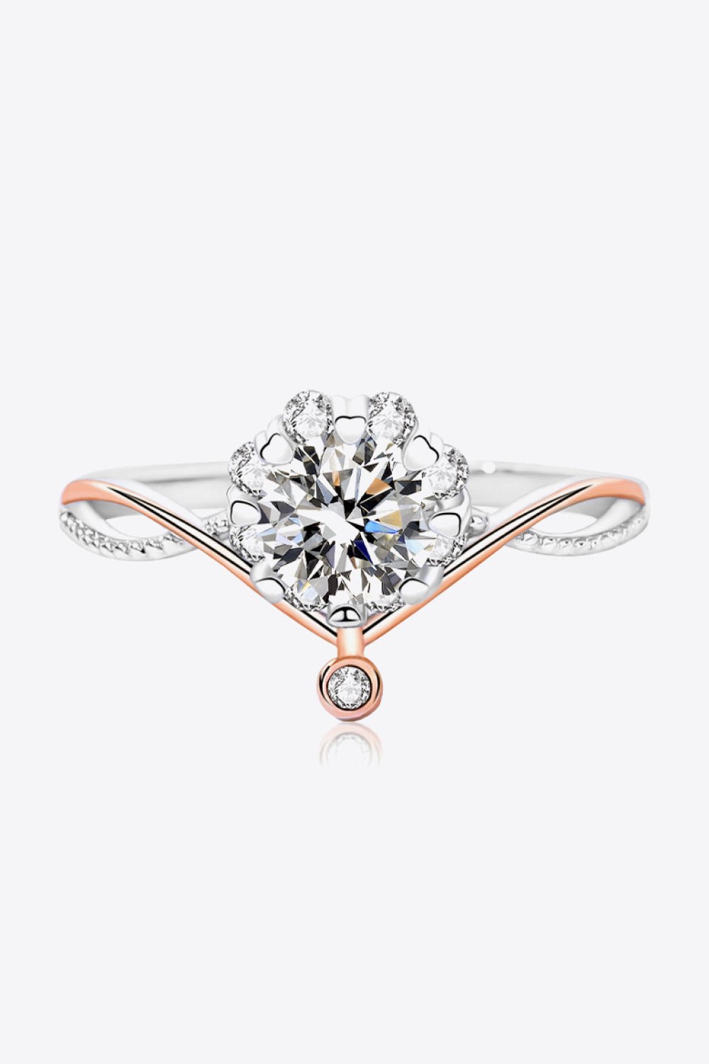 Moissanite and Zircon Contrast Crisscross Ring - BloomBliss.com