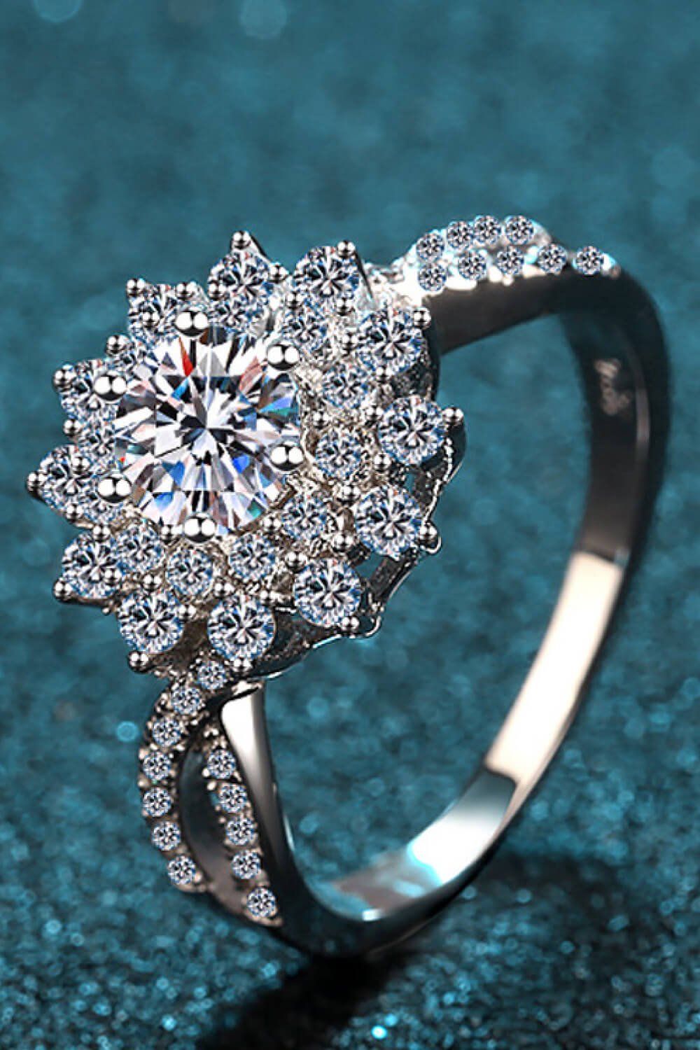 Moissanite Flower-Shape Split Shank Ring - BloomBliss.com