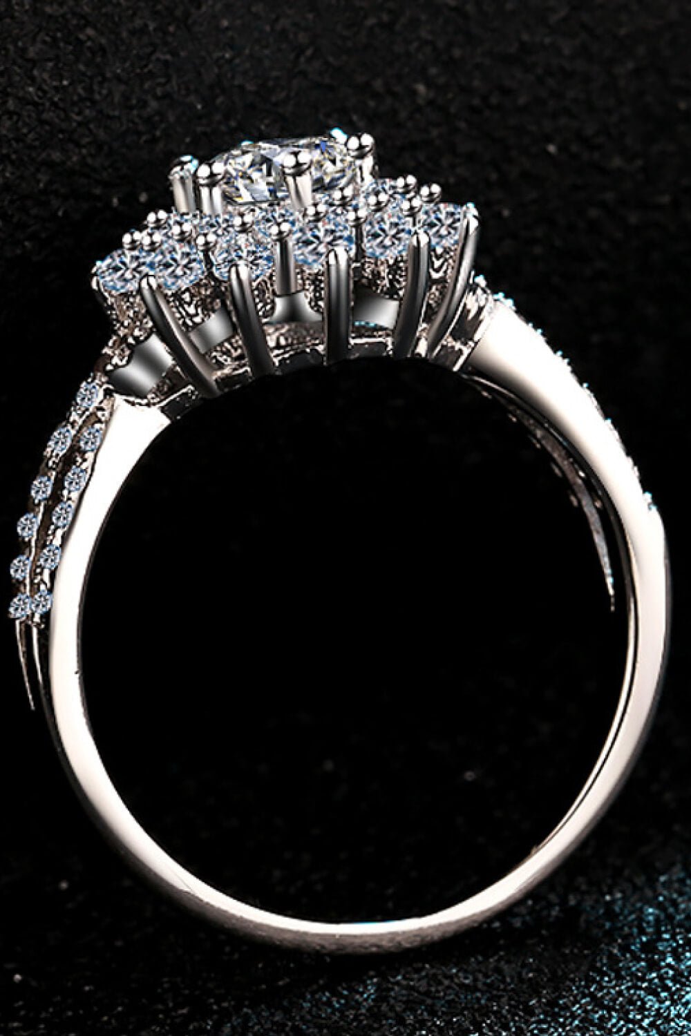 Moissanite Flower-Shape Split Shank Ring - BloomBliss.com