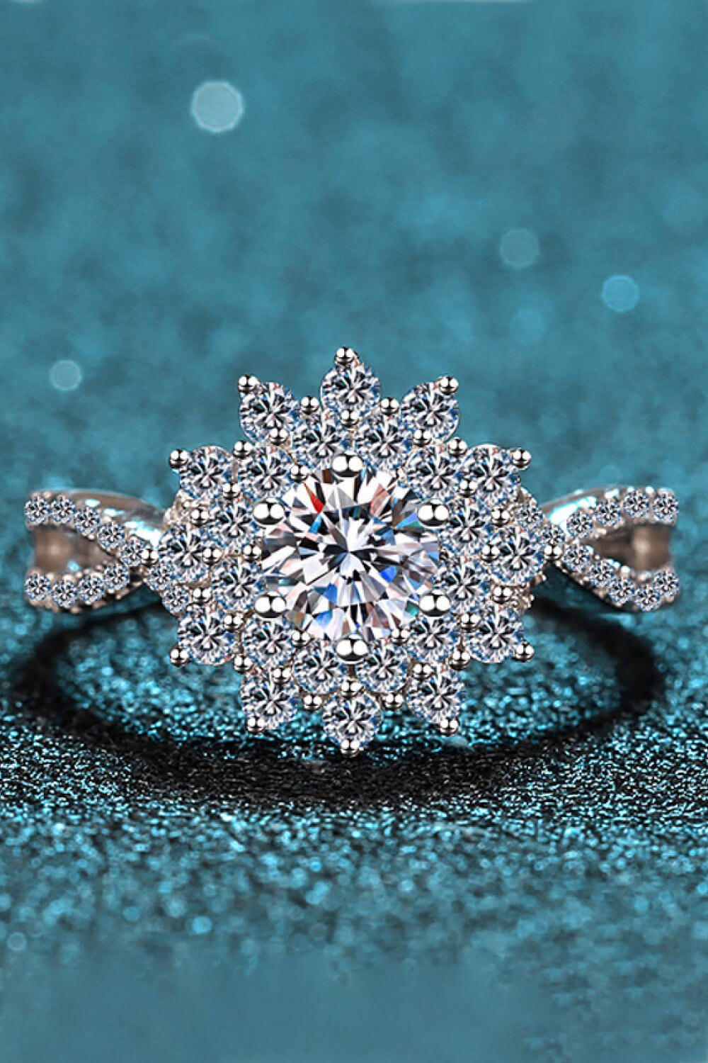 Moissanite Flower-Shape Split Shank Ring - BloomBliss.com