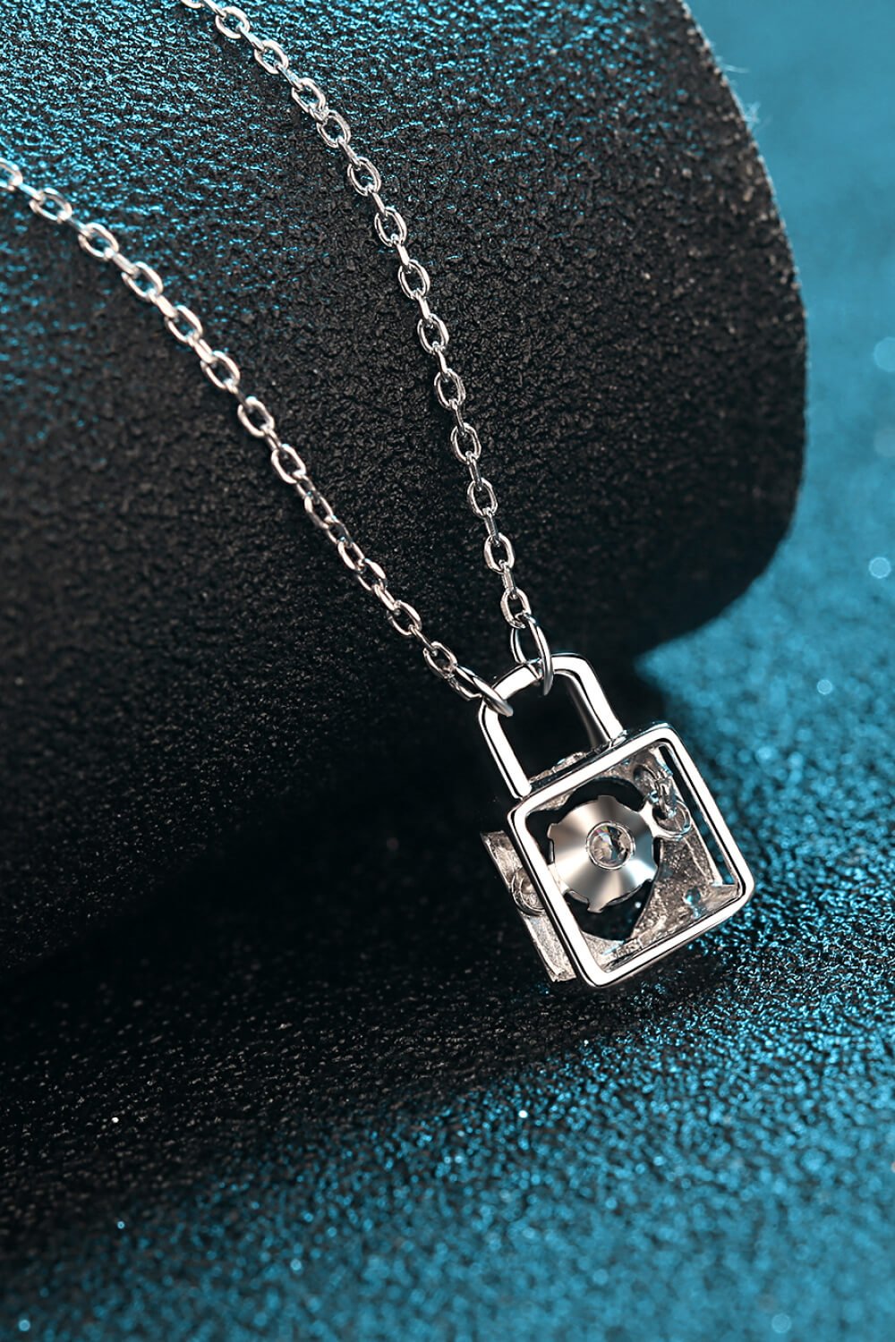 Moissanite Lock Pendant Necklace - BloomBliss.com