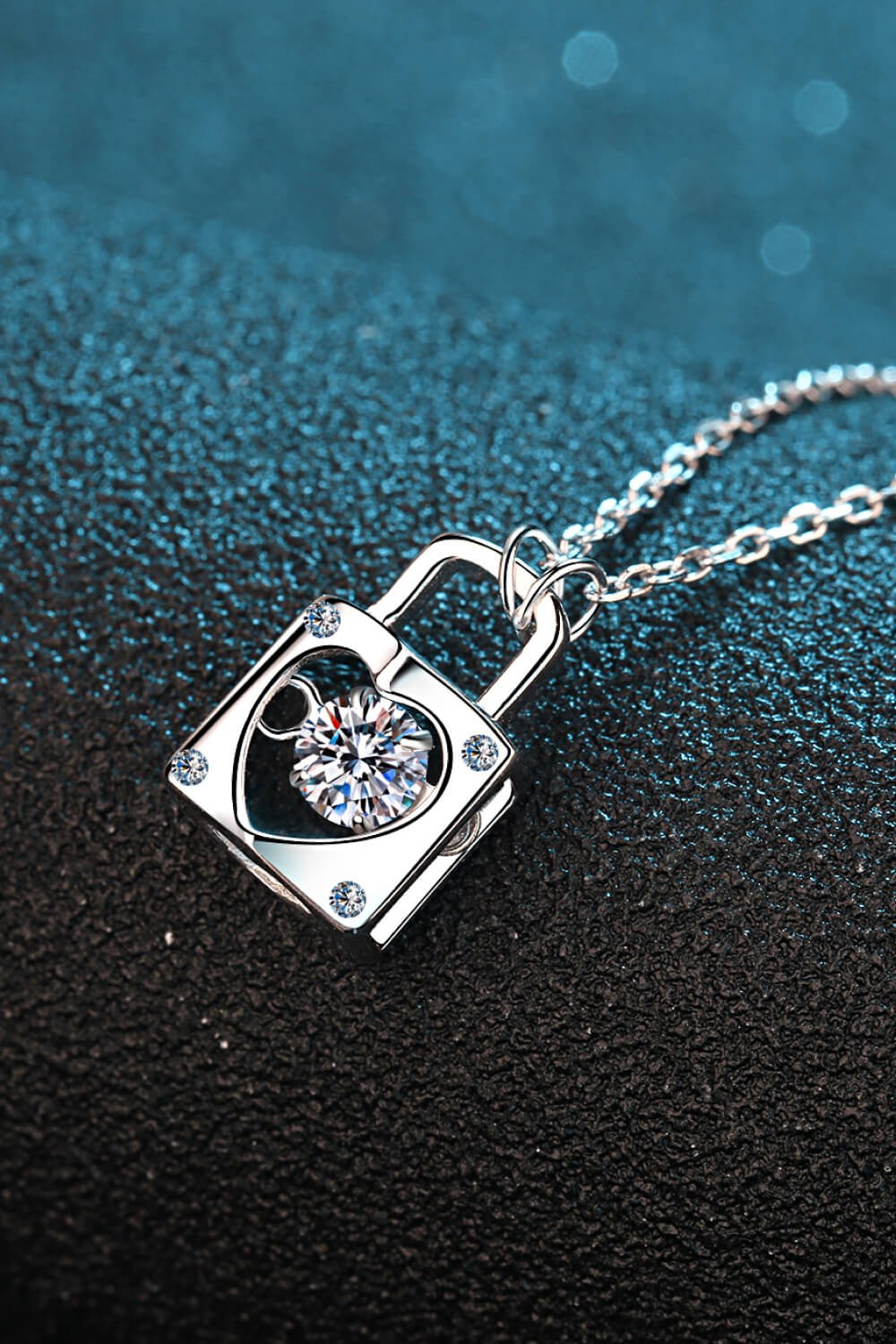 Moissanite Lock Pendant Necklace - BloomBliss.com