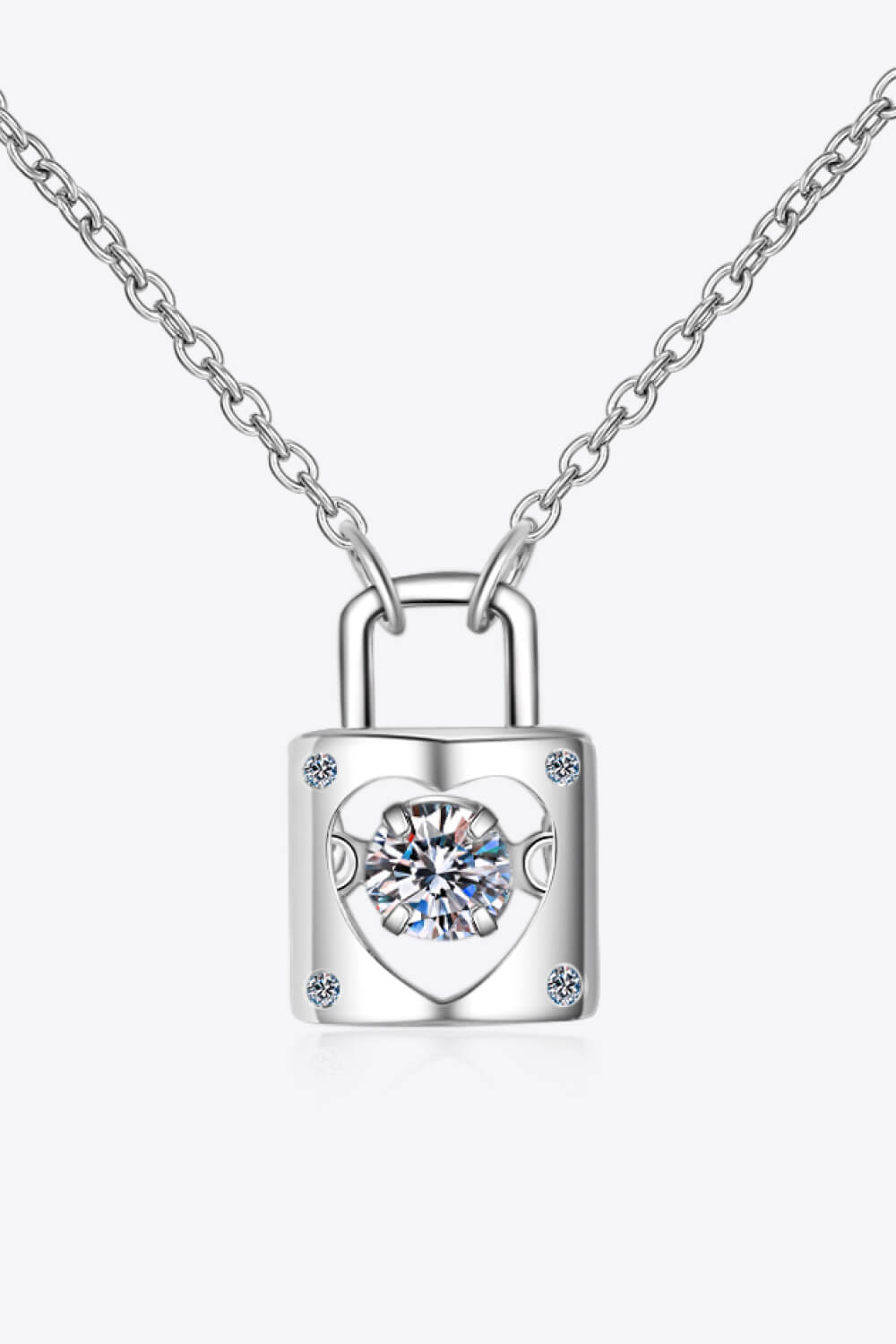 Moissanite Lock Pendant Necklace - BloomBliss.com