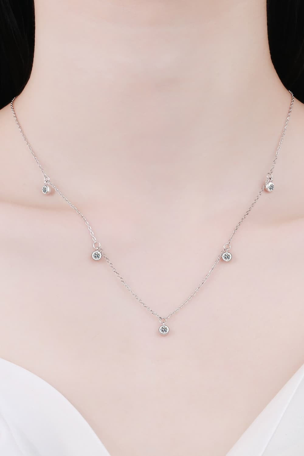 Moissanite Rhodium-Plated Necklace - BloomBliss.com