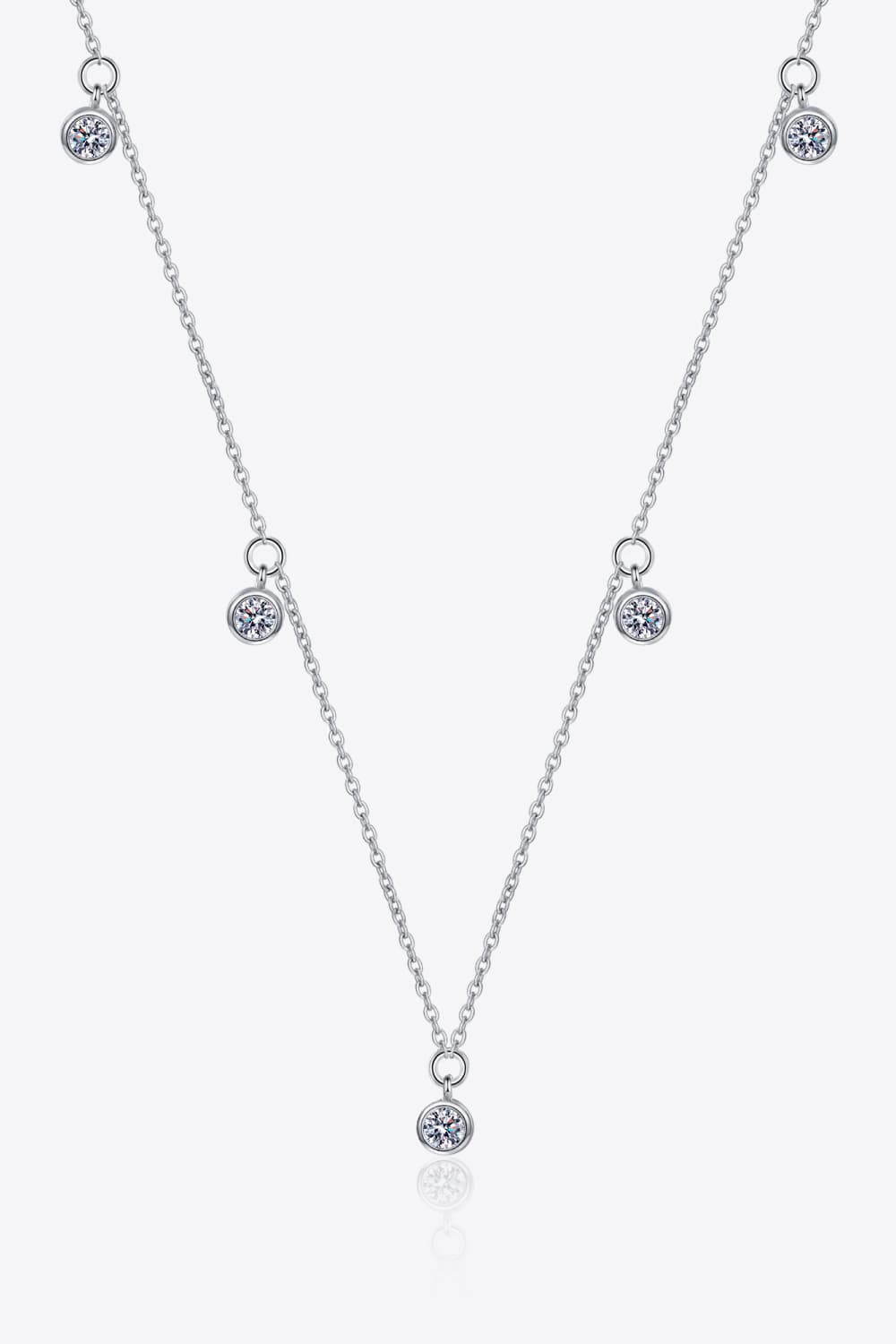 Moissanite Rhodium-Plated Necklace - BloomBliss.com