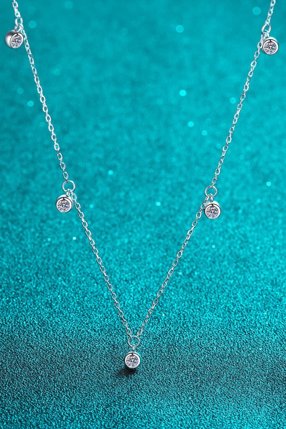 Moissanite Rhodium-Plated Necklace - BloomBliss.com