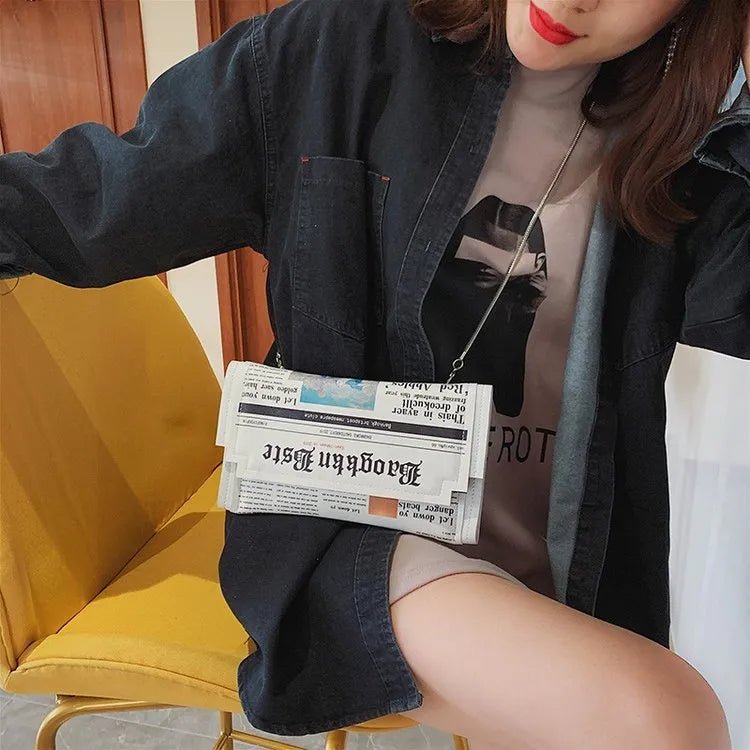 Newspapers modeling day clutch bags letter envelope bag casual shoulder bag purse evening bags with clothing wallet - BloomBliss.com