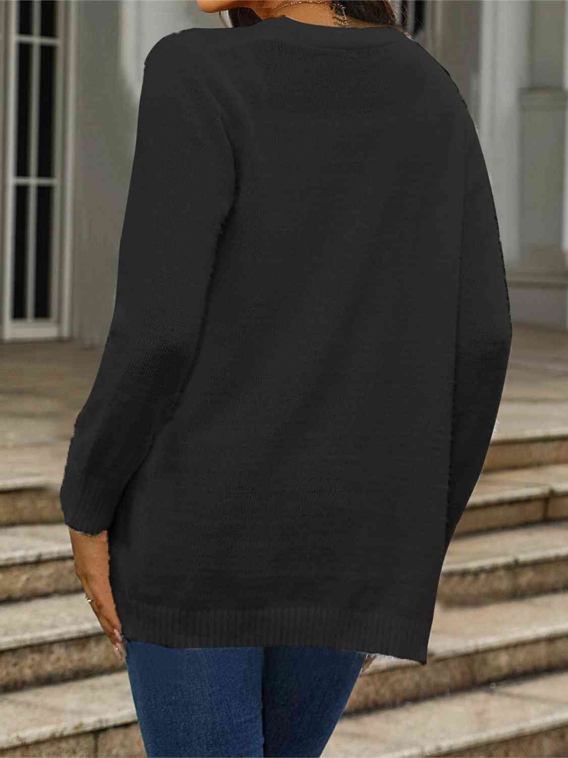 Open Front Cardigan with Pockets - BloomBliss.com