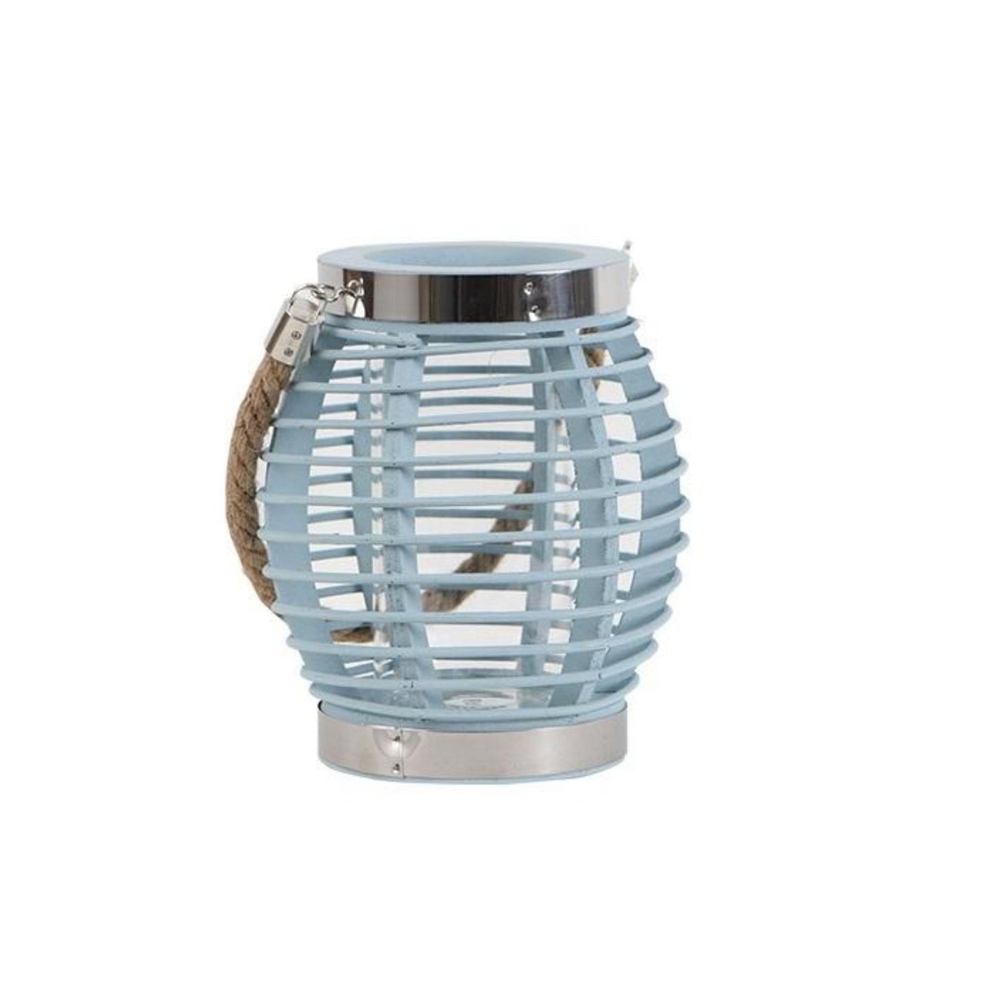 Powder Blue Rattan Lantern - BloomBliss.com