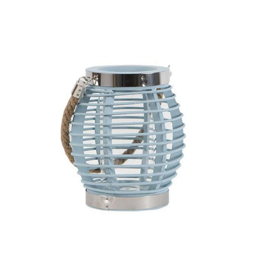 Powder Blue Rattan Lantern - BloomBliss.com