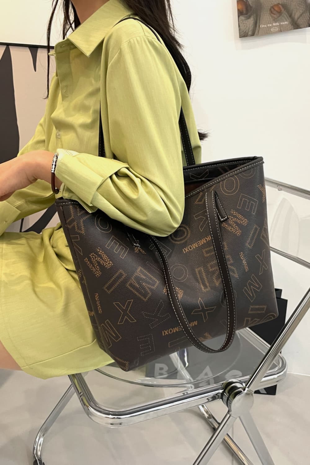 Printed PU Leather Tote Bag - BloomBliss.com
