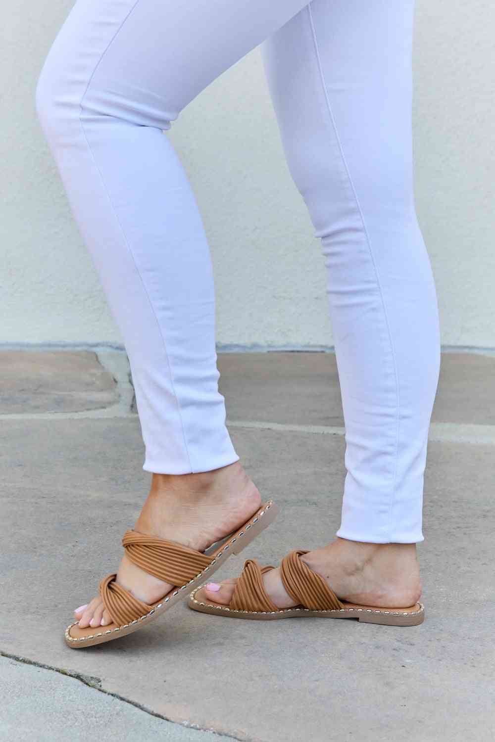 Qupid Summertime Fine Double Strap Twist Sandals - BloomBliss.com