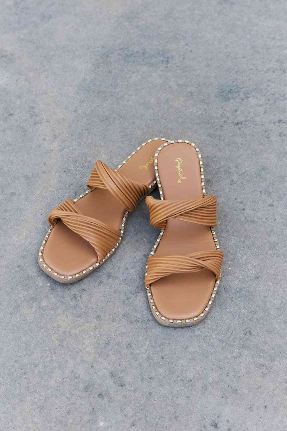 Qupid Summertime Fine Double Strap Twist Sandals - BloomBliss.com