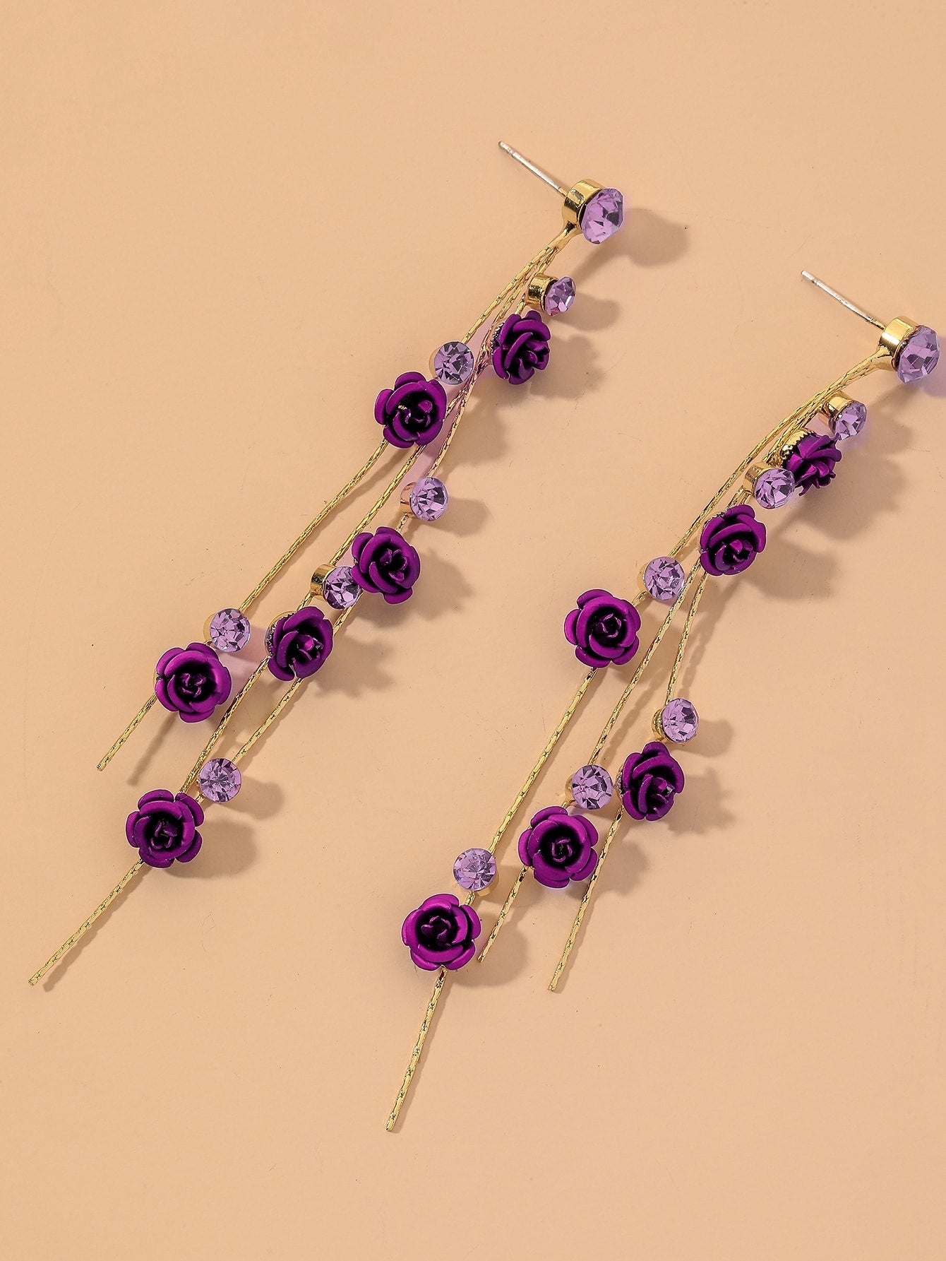 Violet Flower Drop Earrings - BloomBliss.com