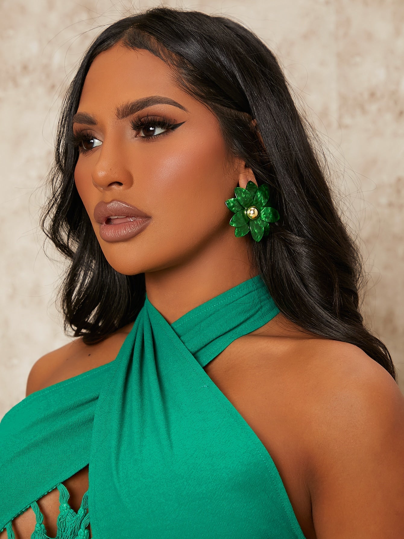 Royal Green Flower Earrings - BloomBliss.com