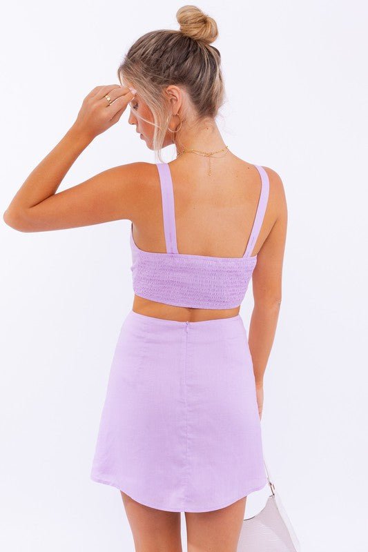 SLEEVELESS CUT OUT MINI DRESS - BloomBliss.com