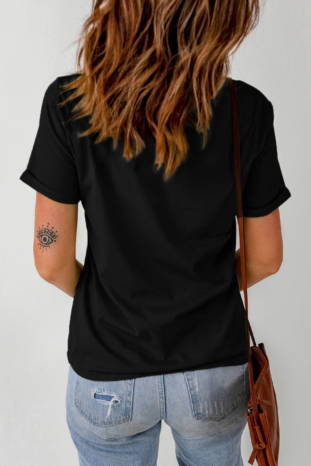 Slogan Graphic Cuffed Sleeve Tee - BloomBliss.com