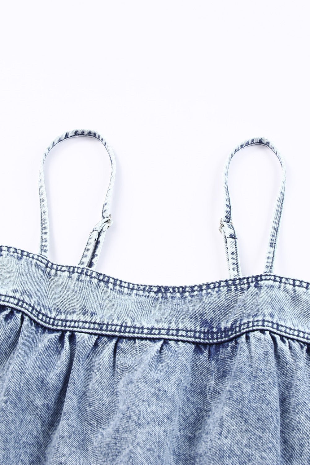 Smocked Adjustable Strap Denim Cami - BloomBliss.com