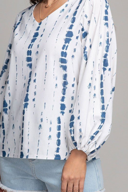 V neck top with balloon sleeve - BloomBliss.com