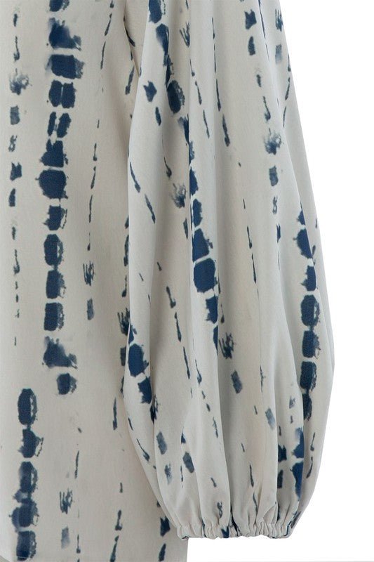 V neck top with balloon sleeve - BloomBliss.com
