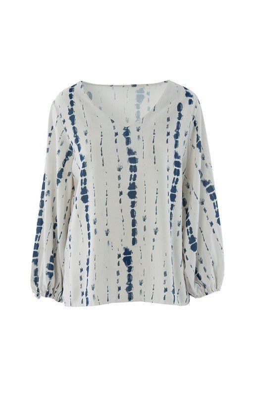 V neck top with balloon sleeve - BloomBliss.com