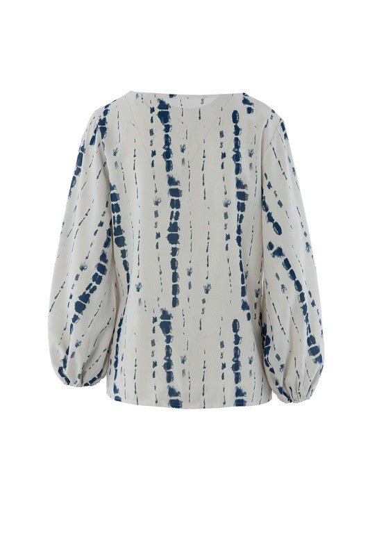 V neck top with balloon sleeve - BloomBliss.com