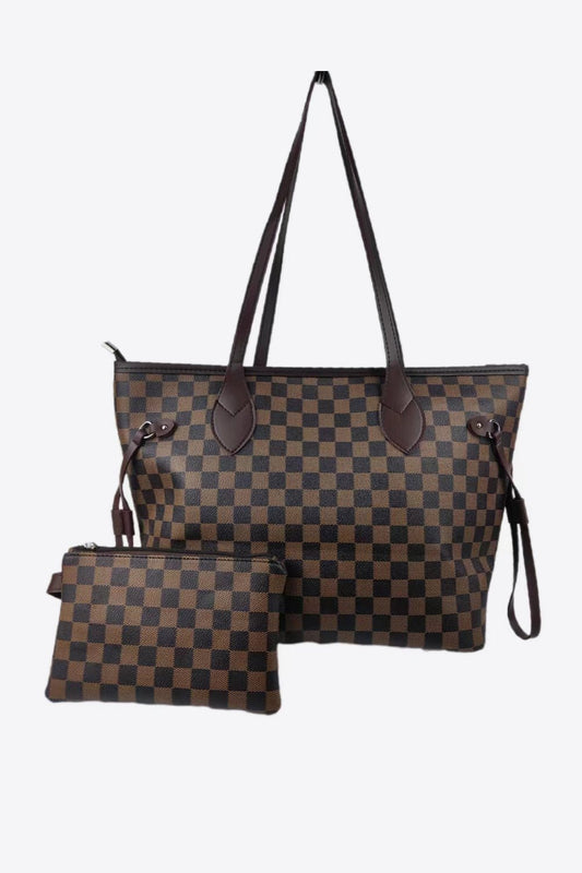Checkered PVC Two - Piece Bag Set - BloomBliss.com