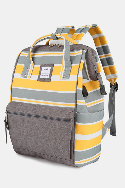 Himawari Striped Waterproof Nylon Backpack Bag with Side Pockets - BloomBliss.com