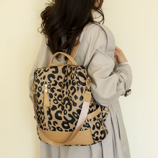 Leopard PU Leather Backpack Bag - BloomBliss.com