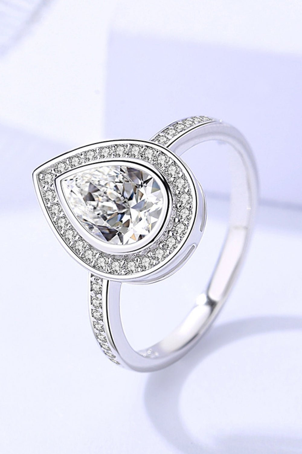 925 Sterling Silver Teardrop Moissanite Ring - BloomBliss.com