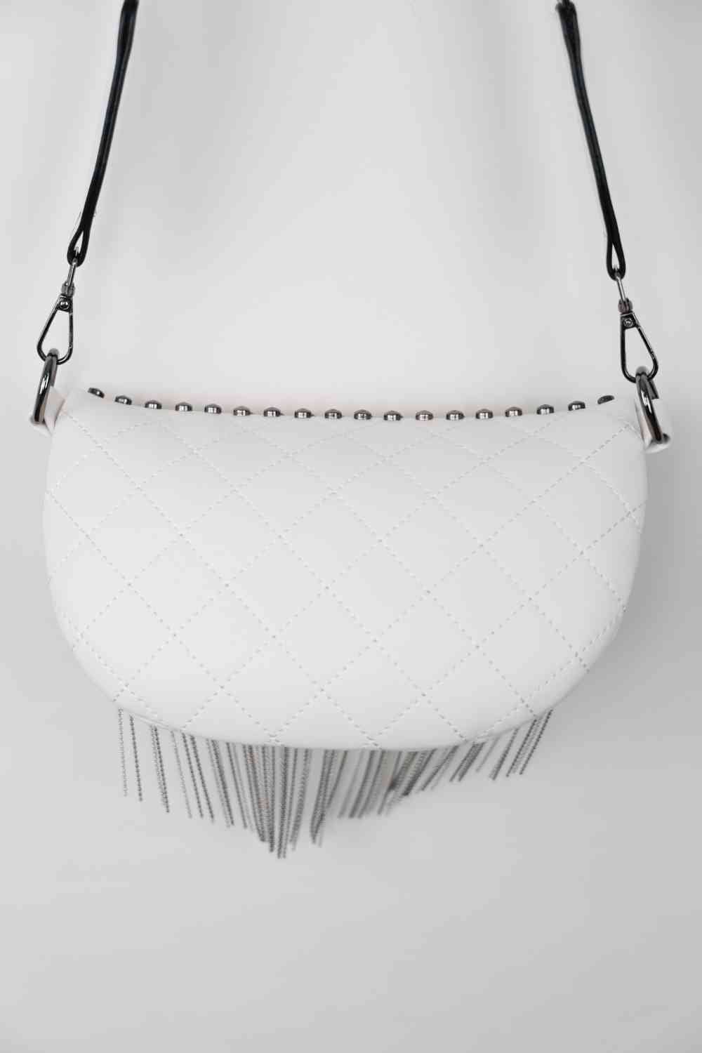 Adored PU Leather Studded Sling Bag with Fringes - BloomBliss.com