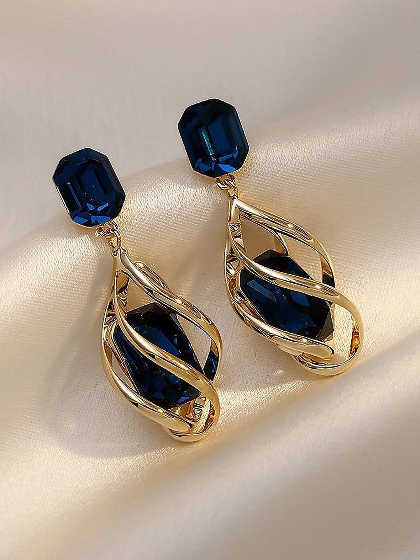 Beautiful Blue Gem Drop Earrings - BloomBliss.com
