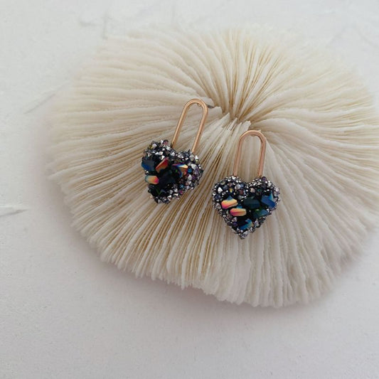 Black Heart Rocky Earrings - BloomBliss.com