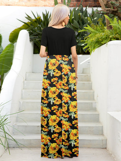 Casual Printed Short Sleeve Maxi Dress - BloomBliss.com