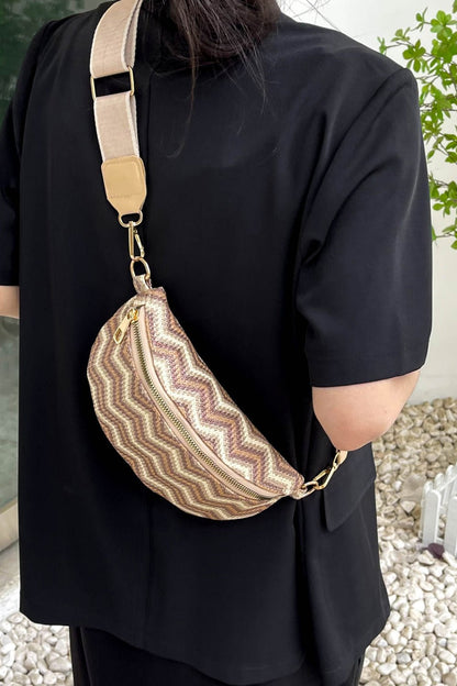 Chevron Straw Sling Bag - BloomBliss.com
