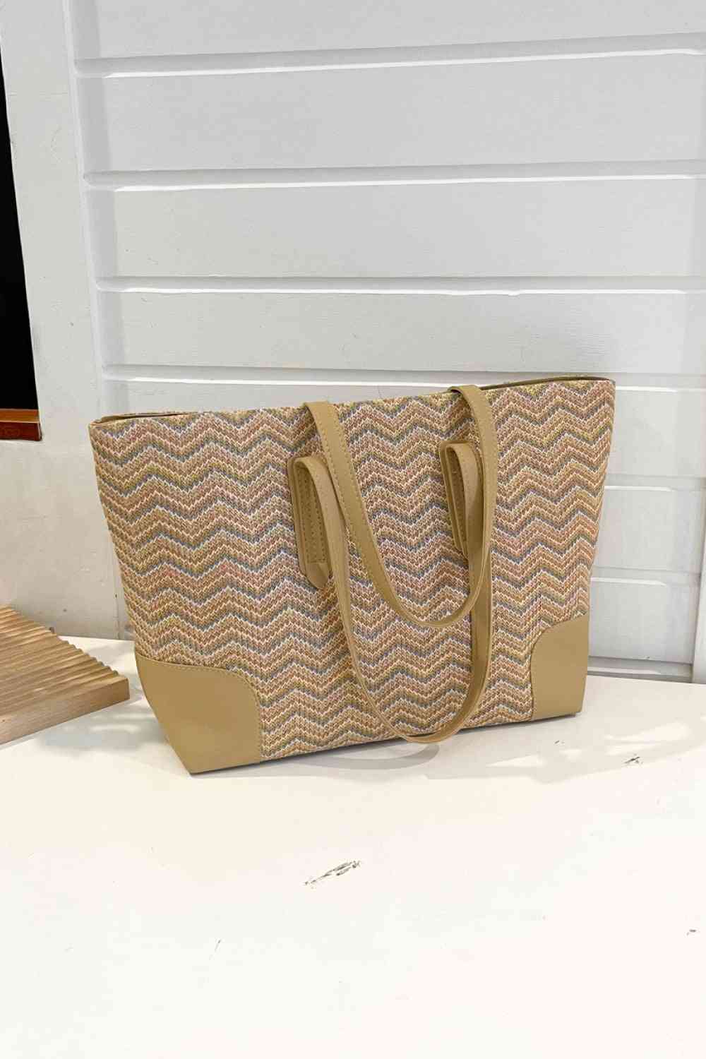 Chevron Straw Tote Bag - BloomBliss.com