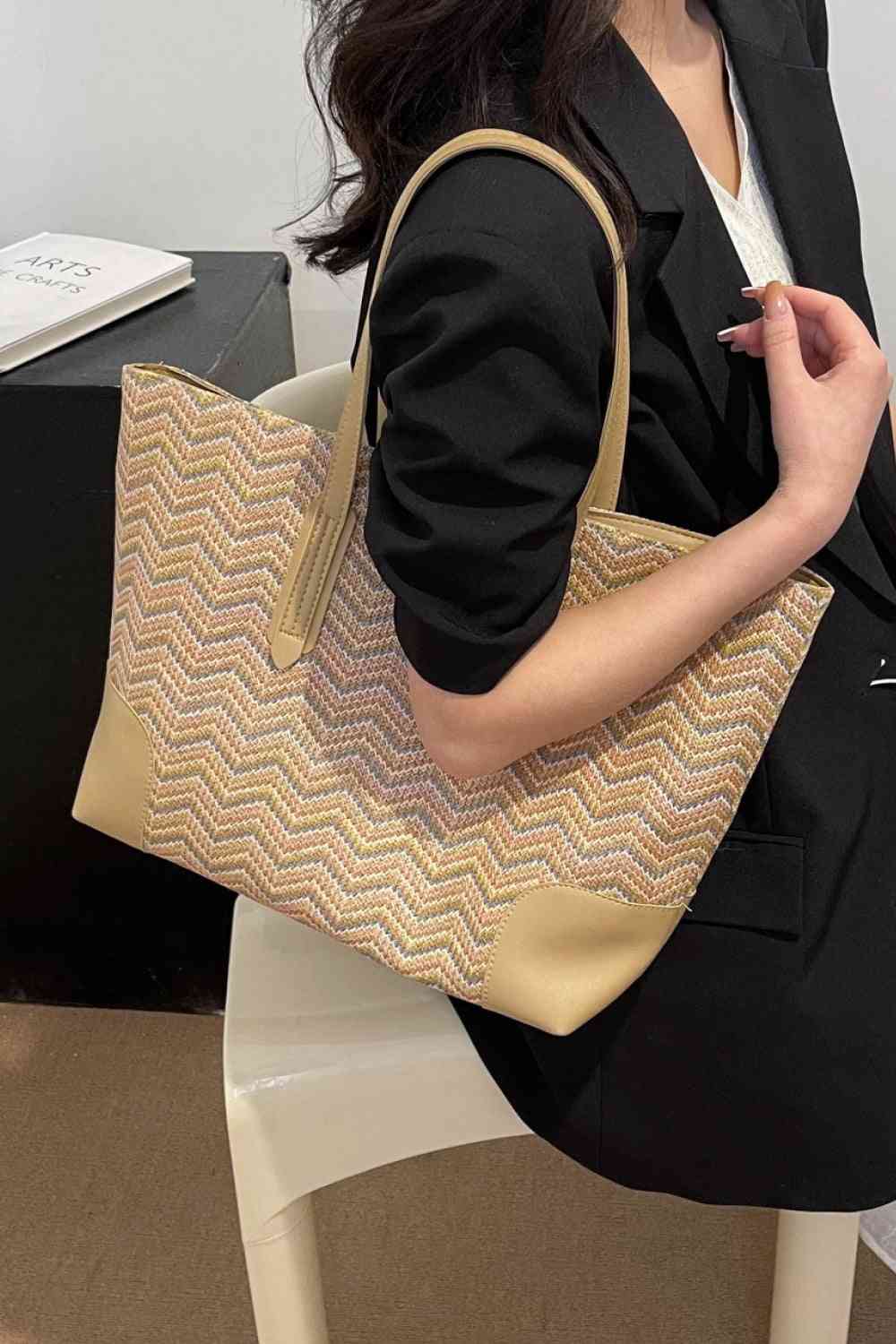 Chevron Straw Tote Bag - BloomBliss.com