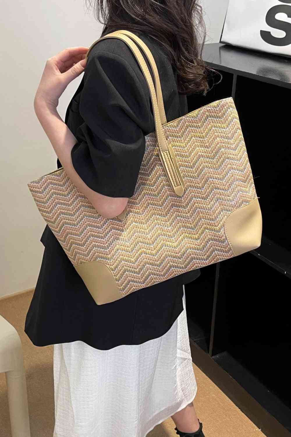 Chevron Straw Tote Bag - BloomBliss.com