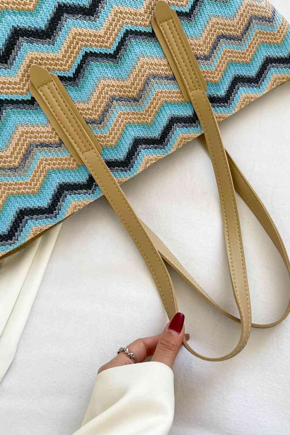 Chevron Straw Tote Bag - BloomBliss.com