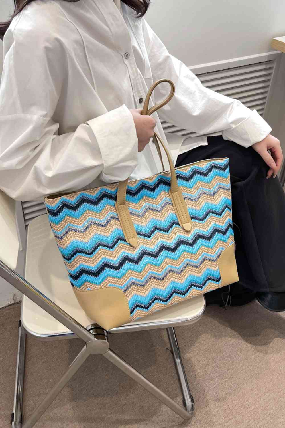 Chevron Straw Tote Bag - BloomBliss.com