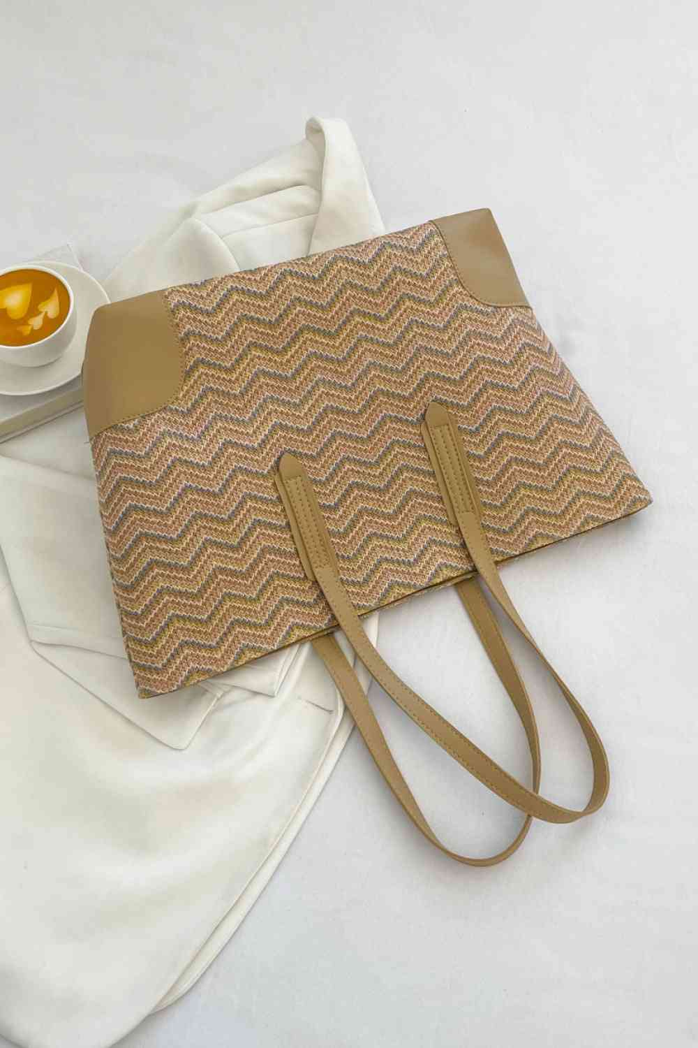 Chevron Straw Tote Bag - BloomBliss.com